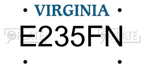 E235FN Virginia License Plate