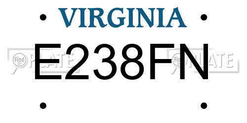 E238FN Virginia License Plate