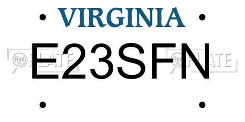 E23SFN Virginia License Plate