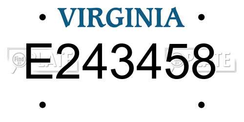 E243458 Virginia License Plate