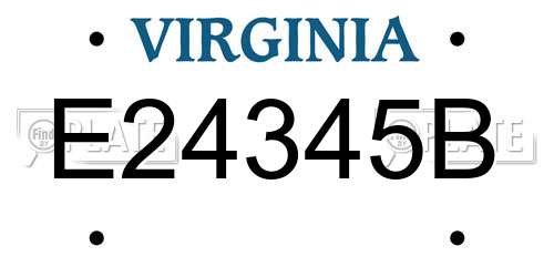 E24345B Virginia License Plate