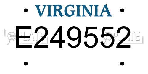 E249552 Virginia License Plate