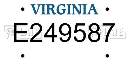 E249587 Virginia License Plate