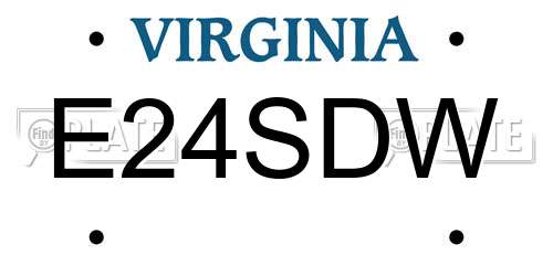 E24SDW Virginia License Plate