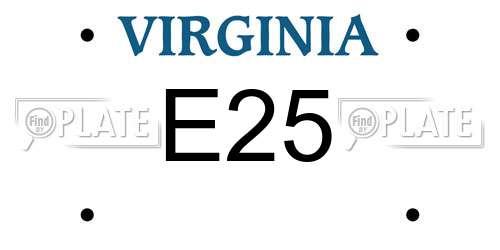 E25 Virginia License Plate