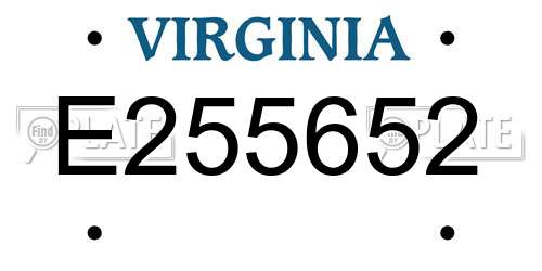 E255652 Virginia License Plate