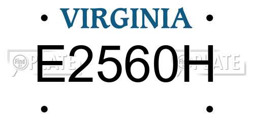 E2560H Virginia License Plate