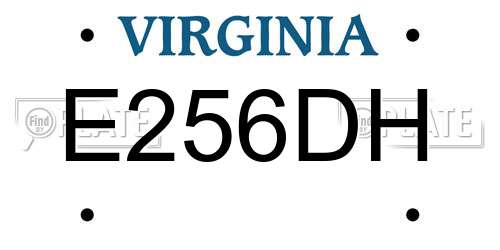 E256DH Virginia License Plate