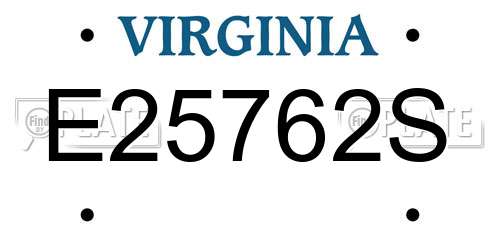 E25762S Virginia License Plate