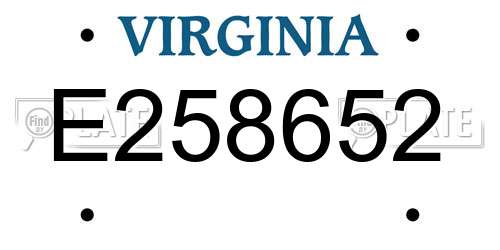 E258652 Virginia License Plate