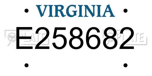 E258682 Virginia License Plate