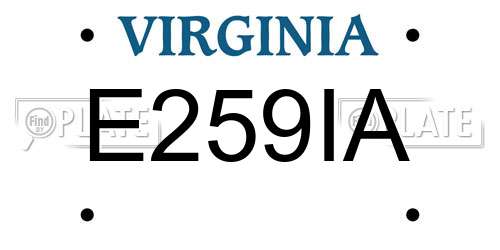 E259IA Virginia License Plate