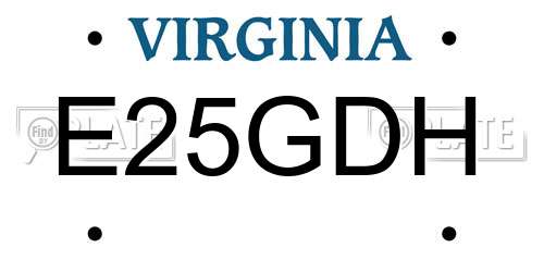 E25GDH Virginia License Plate