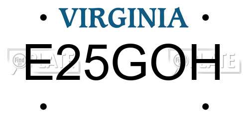 E25GOH Virginia License Plate