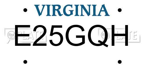 E25GQH Virginia License Plate
