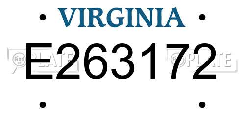 E263172 Virginia License Plate