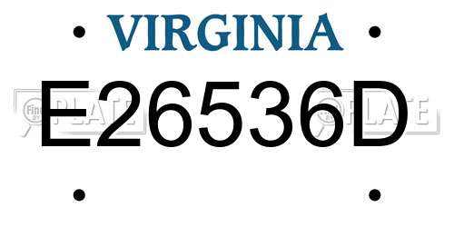 E26536D Virginia License Plate