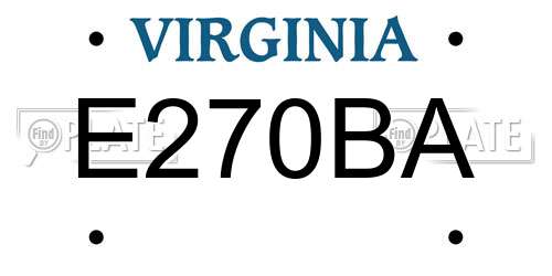 E270BA Virginia License Plate
