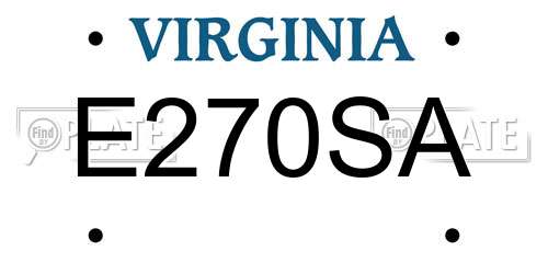 E270SA Virginia License Plate