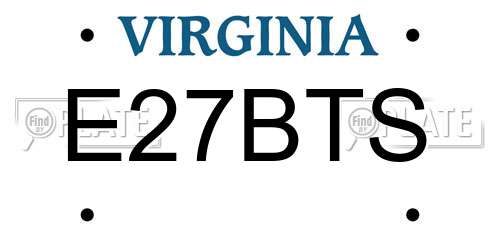 E27BTS Virginia License Plate