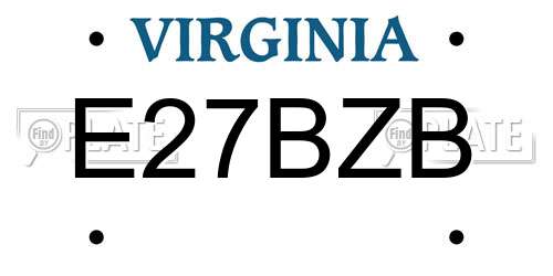 E27BZB Virginia License Plate