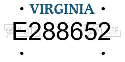 E288652 Virginia License Plate