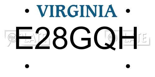 E28GQH Virginia License Plate