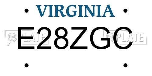 E28ZGC Virginia License Plate