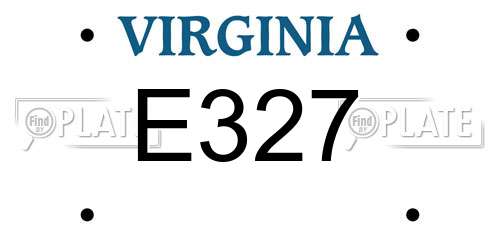 E327 Virginia License Plate
