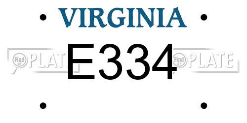 E334 Virginia License Plate