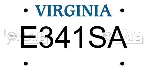 E341SA Virginia License Plate