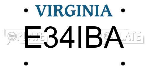 E34IBA Virginia License Plate