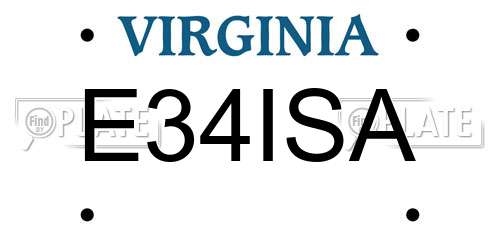 E34ISA Virginia License Plate