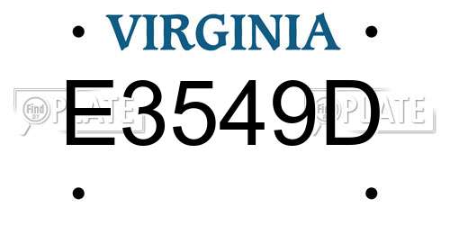 E3549D Virginia License Plate