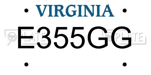 E355GG Virginia License Plate