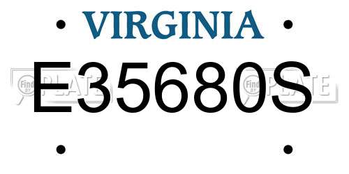 E35680S Virginia License Plate