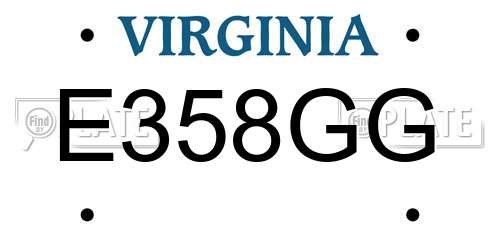 E358GG Virginia License Plate