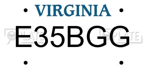 E35BGG Virginia License Plate