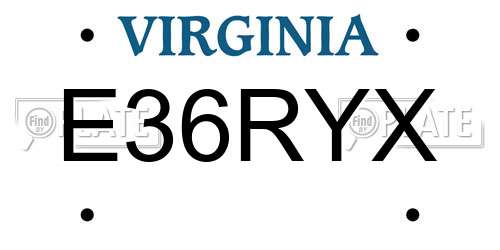 E36RYX Virginia License Plate