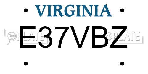 E37VBZ Virginia License Plate
