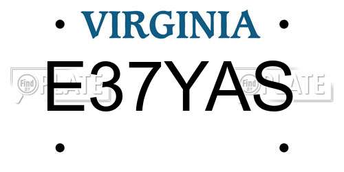 E37YAS Virginia License Plate
