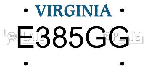 E385GG Virginia License Plate