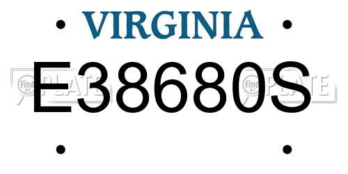 E38680S Virginia License Plate