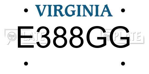 E388GG Virginia License Plate