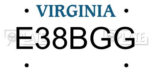 E38BGG Virginia License Plate