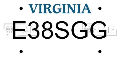 E38SGG Virginia License Plate