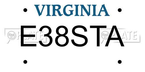 E38STA Virginia License Plate