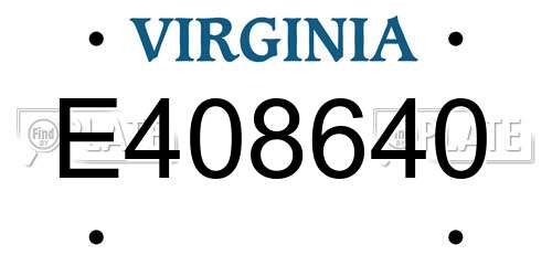 E408640 Virginia License Plate