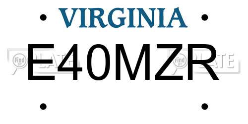E40MZR Virginia License Plate