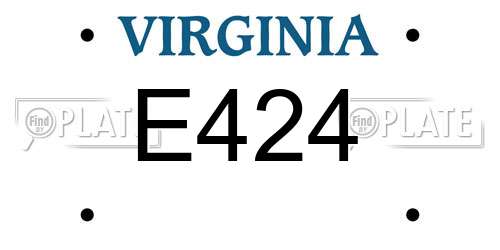 E424 Virginia License Plate